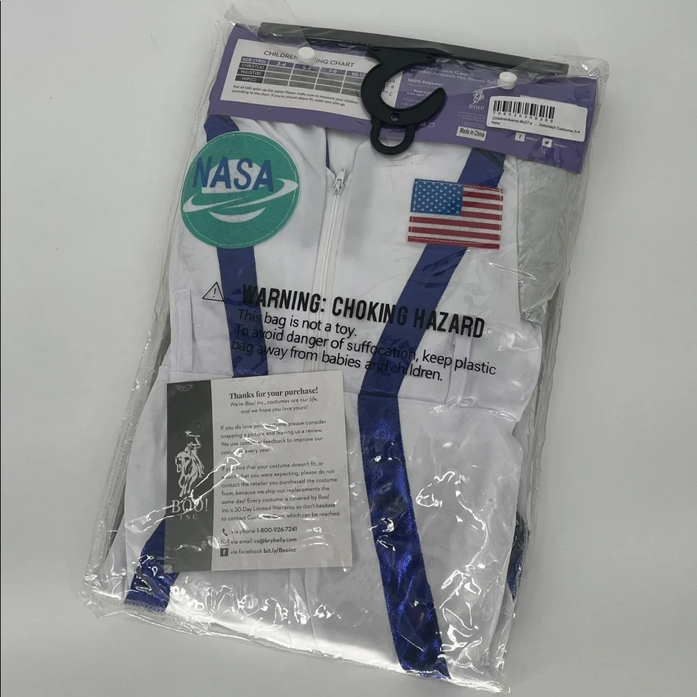 NWT Boo Inc. Spunky Space Cadet Astronaut Halloween Costume KIDS Sz 3-4 Dress up